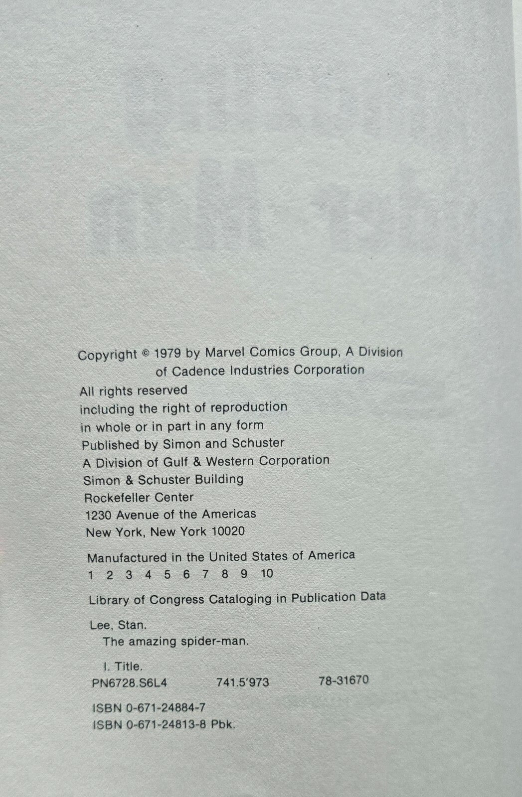 The Amazing Spider-Man By Stan Lee (1st Ed Fireside PB 1979)