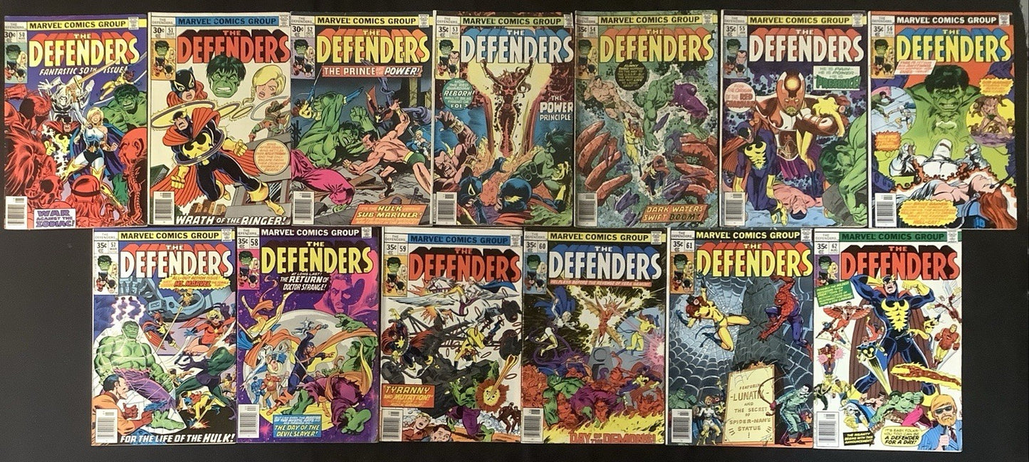 The Defenders #50-62 Comic Lot, Marvel Reader Copies, David Anthony Kraft