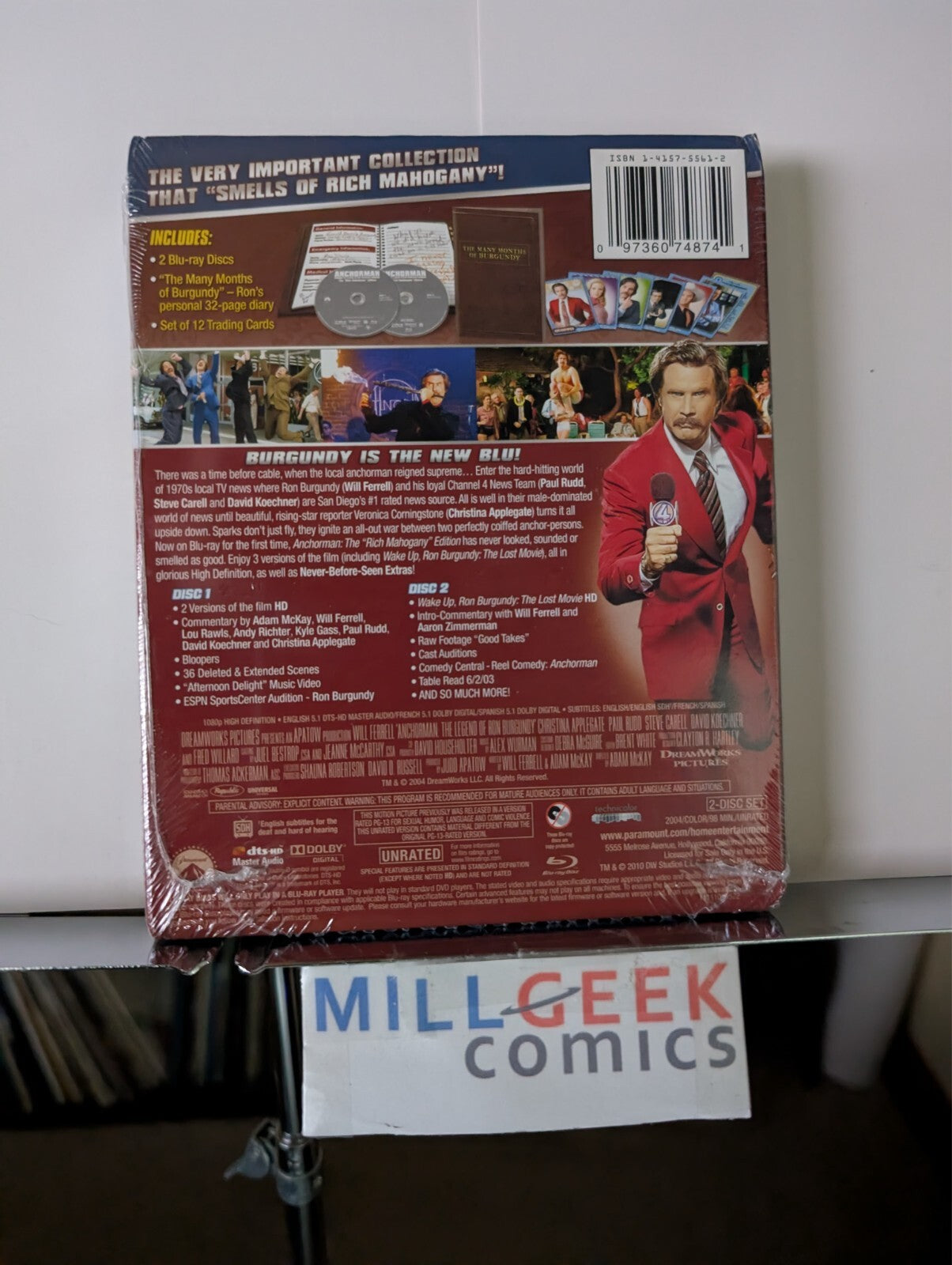 Anchorman, "Rich Mahogany" Ed (New) / Anchorman 2 (Like New) (Blu-Ray 2004) -JD