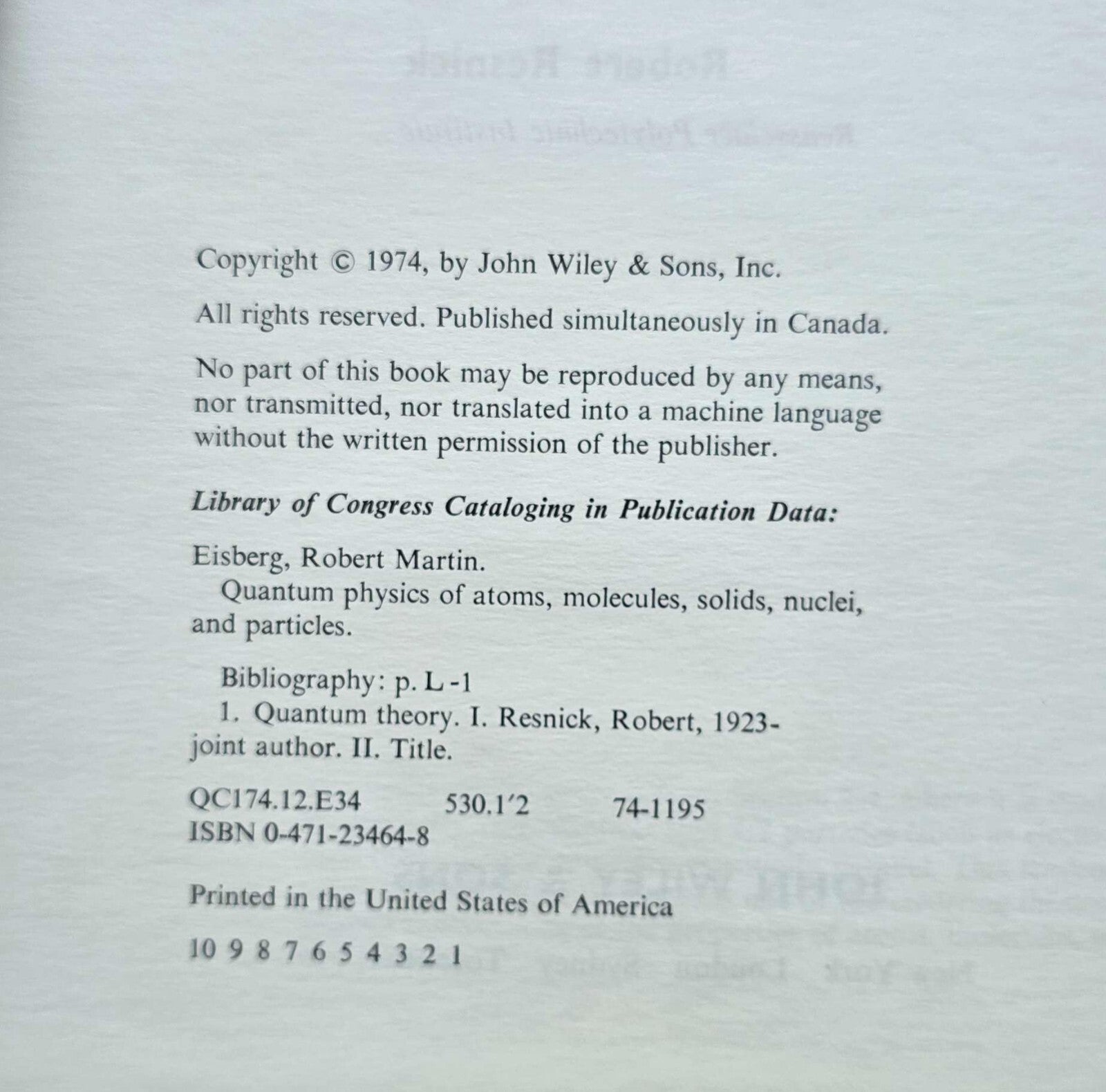 Quantum Physics of Atoms, Molecules, Solids, Nuclei, and Particles (1974) JD