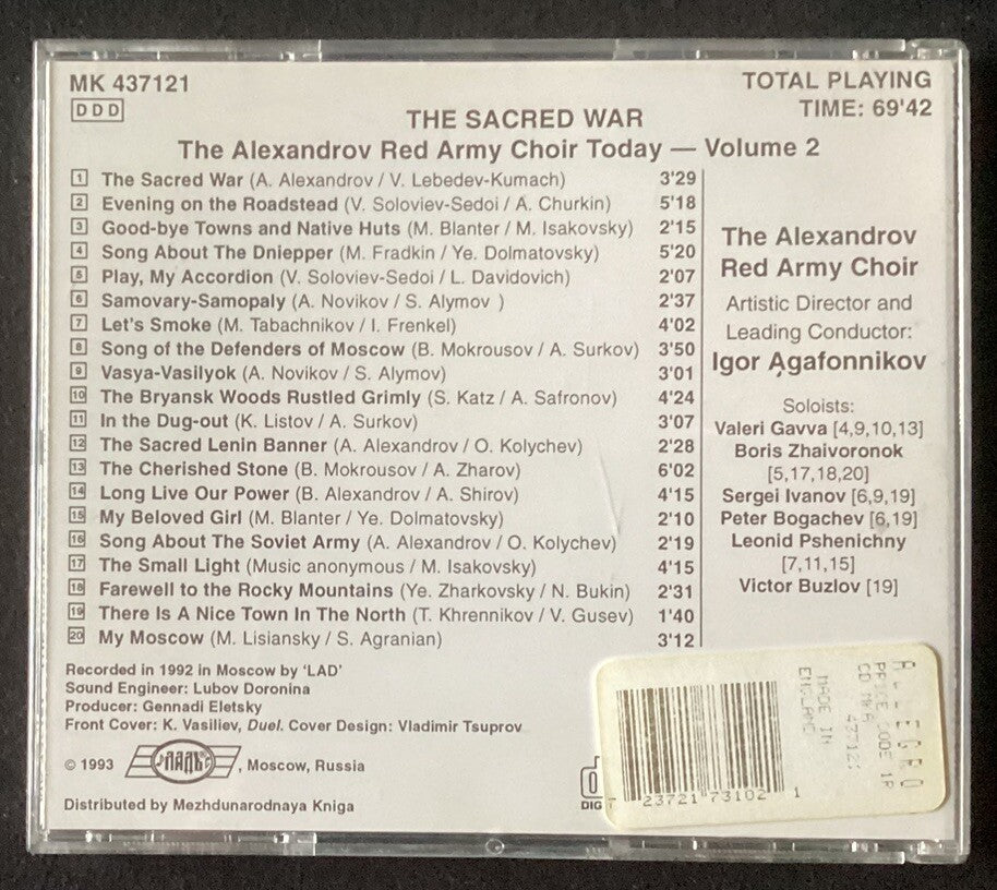 THE ALEXANDROV RED ARMY CHOIR-The Sacred War (CD, Made In England, Like New)-JD