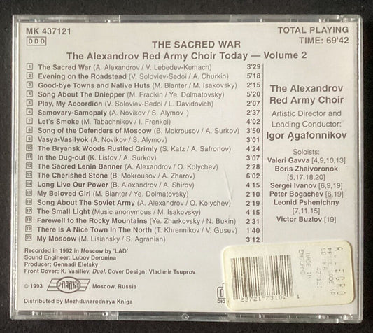 THE ALEXANDROV RED ARMY CHOIR-The Sacred War (CD, Made In England, Like New)-JD