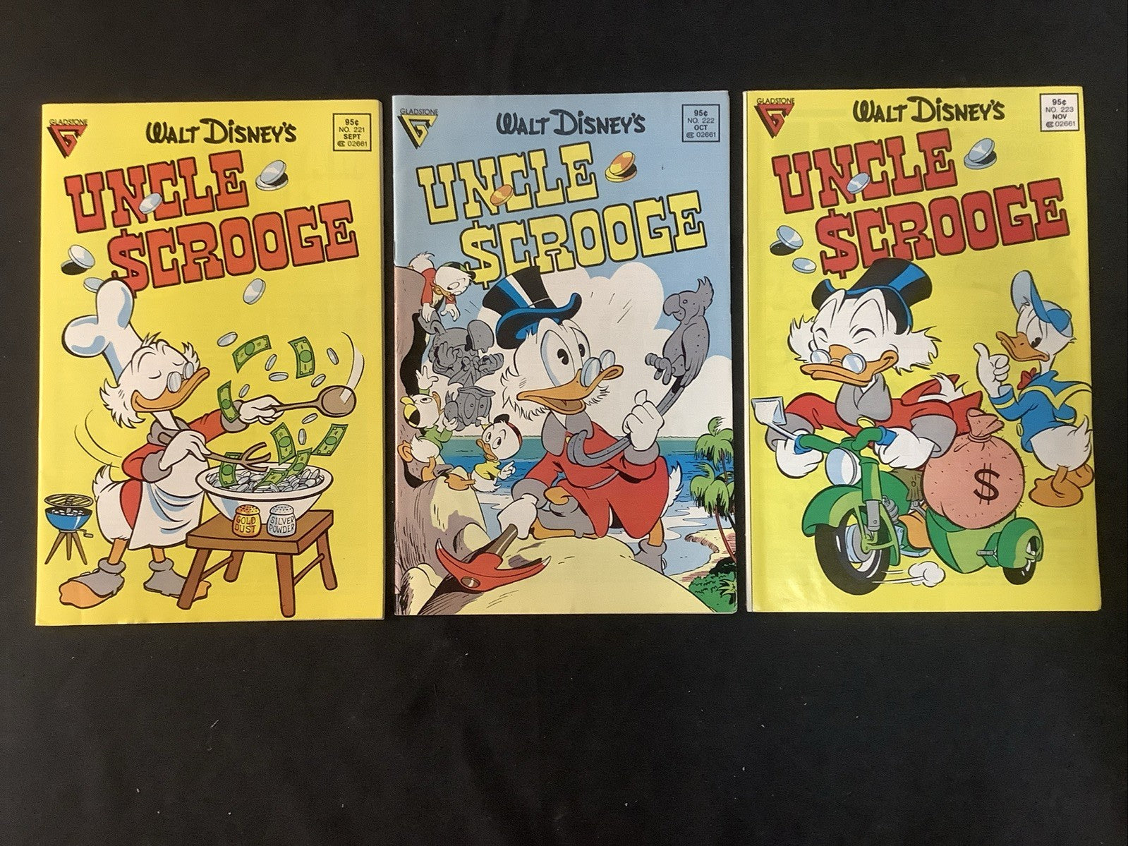 Walt Disney's Uncle Scrooge #221-223 Comic Lot, Gladstone Comics, Carl Barks