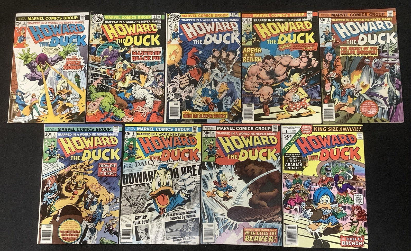 Howard the Duck #2-9 + Annual #1 Comic Lot, Marvel, Steve Gerber/Gene Colan
