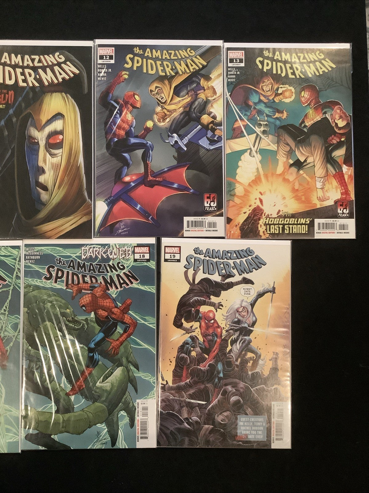 Amazing Spider-Man #7-19 Comic Lot, Marvel Comics, 1st App Hallows Eve, 2022