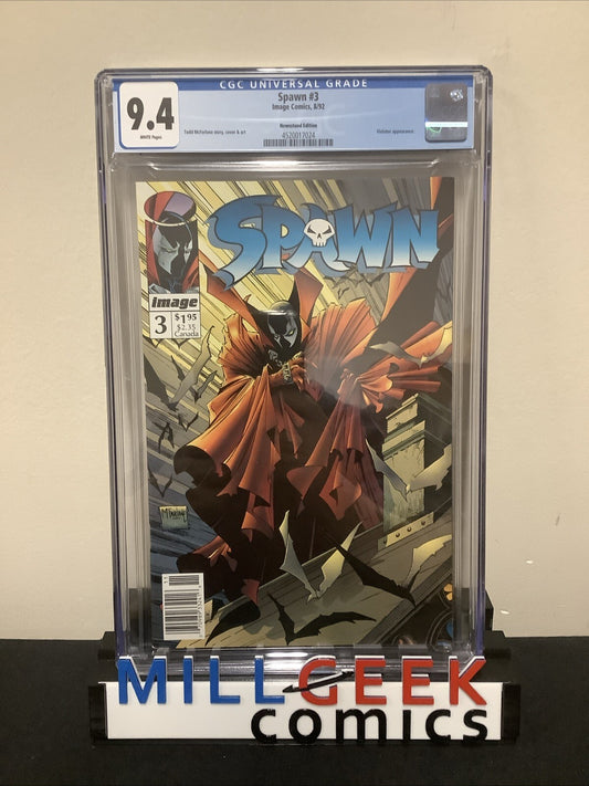 Spawn #3 (August 1992) CGC Graded 9.4, White Pages, NEWSSTAND EDITION COVER