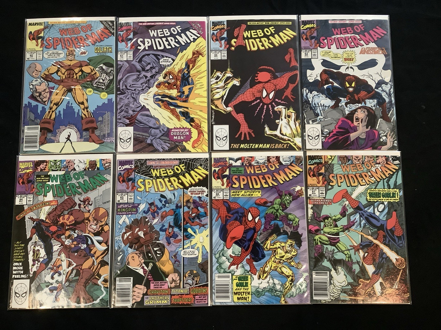 Web of Spider-Man #60-67 Comic Lot, Marvel Comics, Gerry Conway, 1990