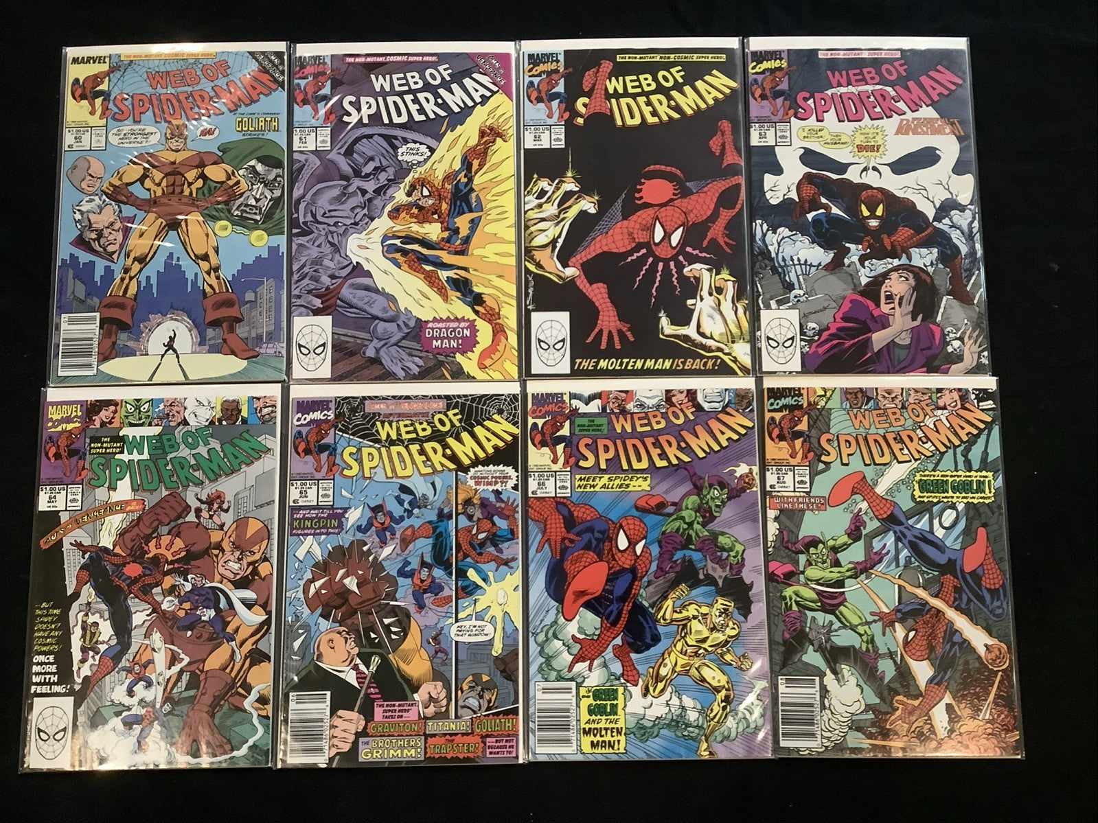 Web of Spider-Man #60-67 Comic Lot, Marvel Comics, Gerry Conway, 1990