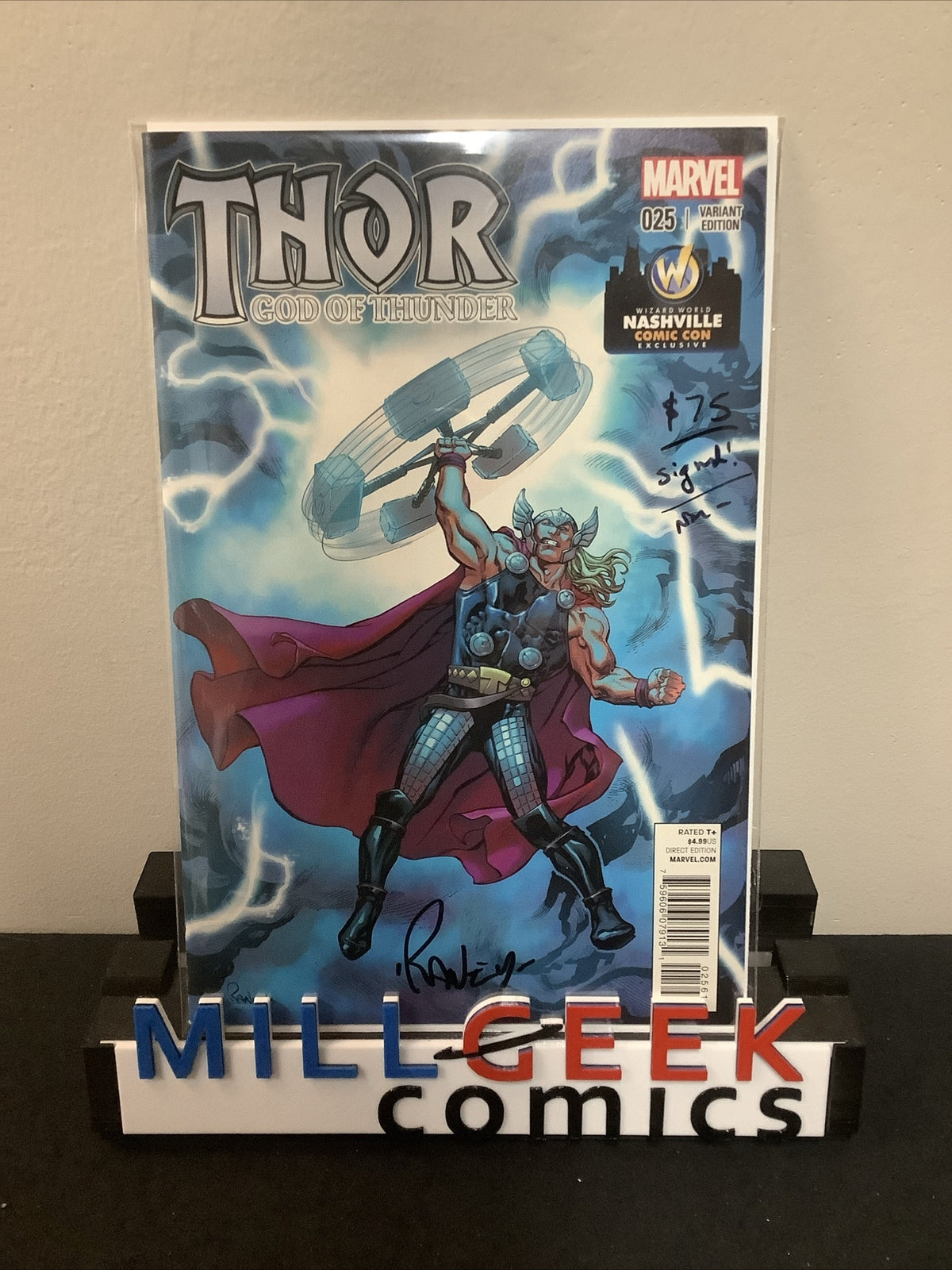 Thor: God Of Thunder #25 (World Wizard Nashville Cover) NM- (9.2) Raney Signed