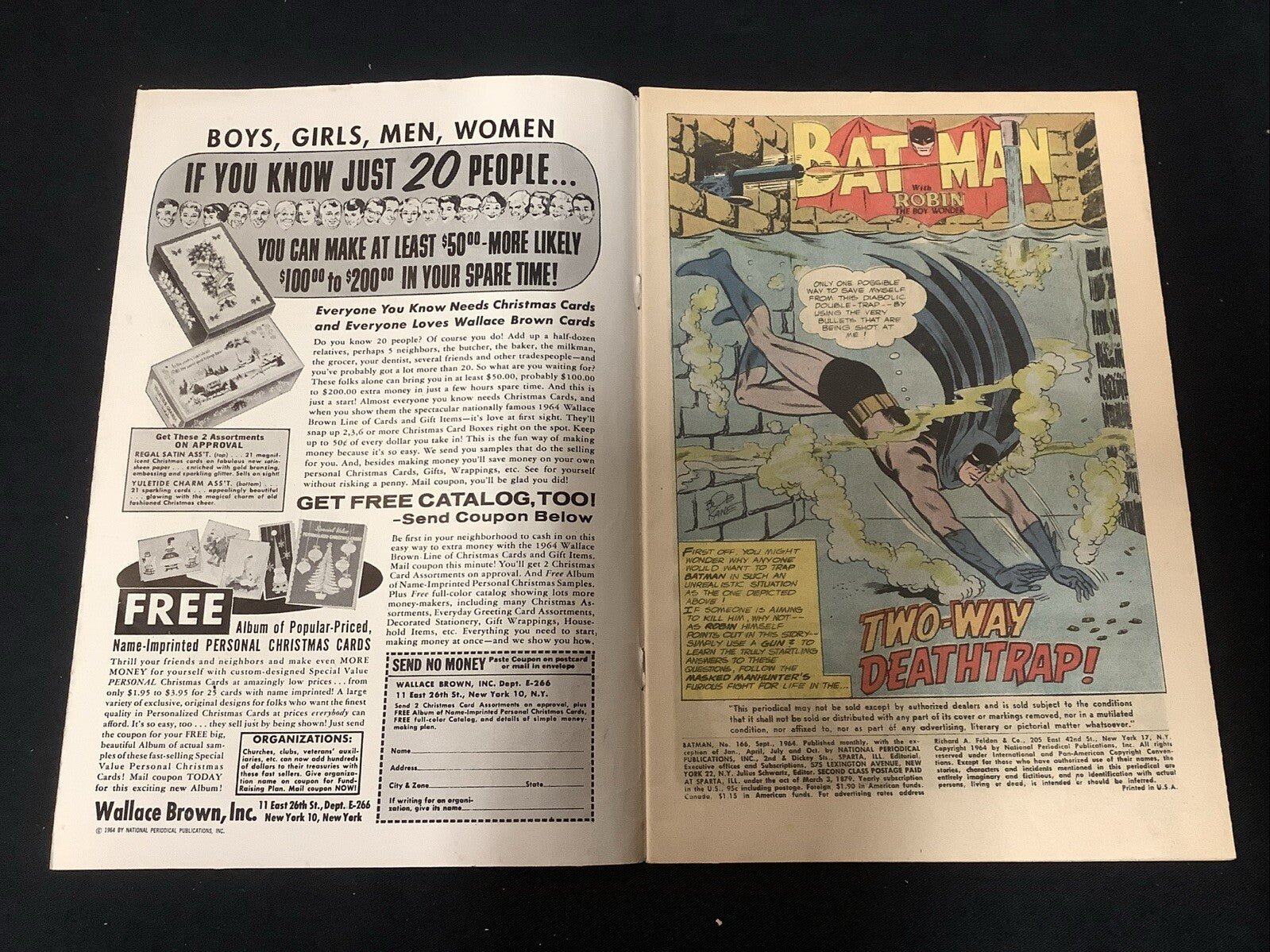 Batman #166 (DC Comics September 1964) VG (4.0) COVER DETACHED