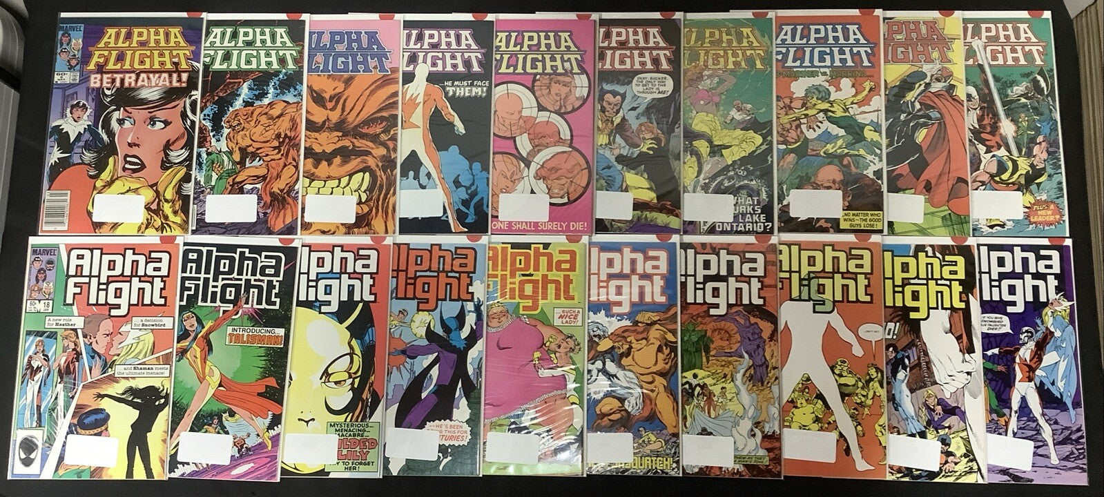 Alpha Flight #8-27 Comic Lot, Marvel, 1st App Talisman, Death Of Sasquatch
