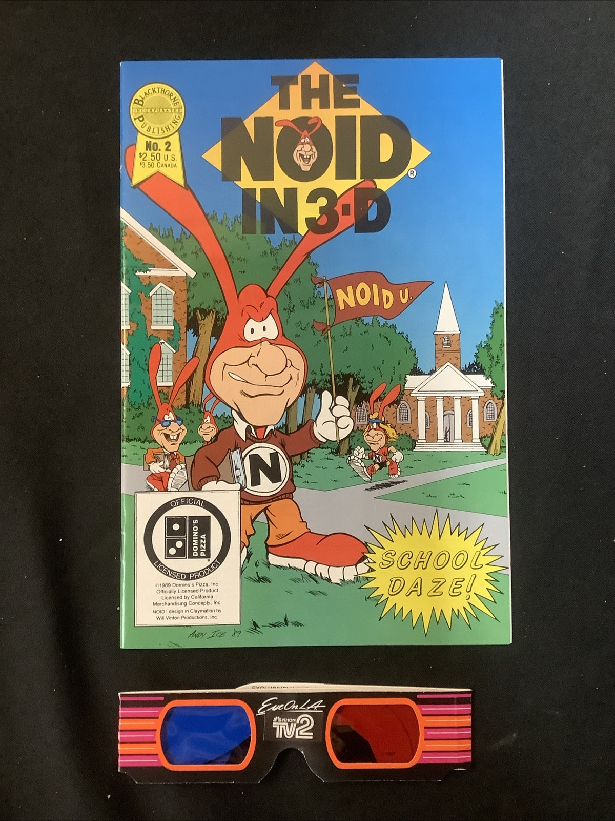 The Noid 3-D #1-2 (1985) With 3-D Glasses, Domino’s Pizza Liscensed, Rare
