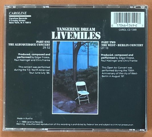 Tangerine Dream LiveMiles RARE OOP AUSTRIA IMPORT (CD, Like New) -JD