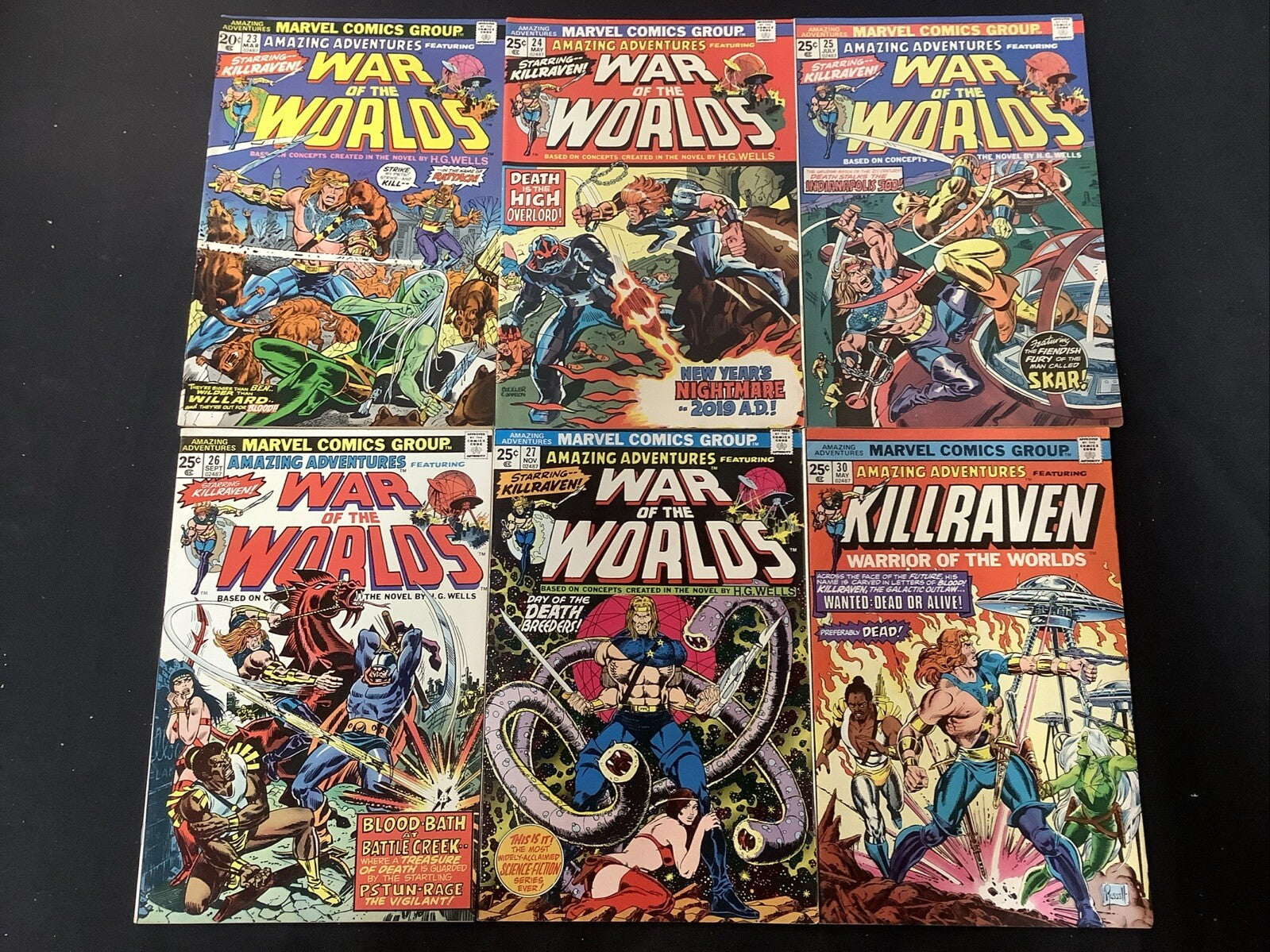 Amazing Adventures #23,24,25,26,27,30 Comic Lot, Killraven, War Of The Worlds