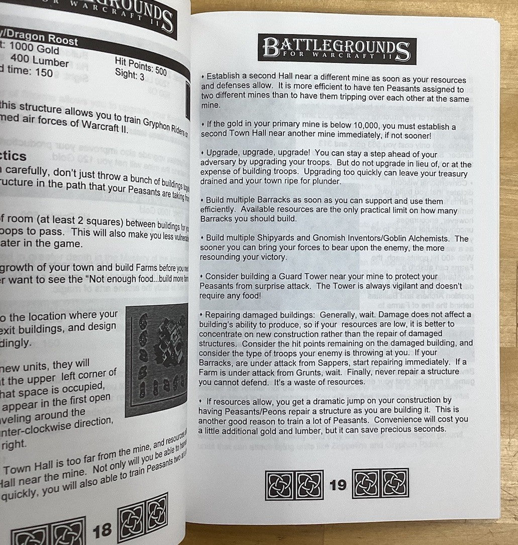 Battlegrounds Tips & Tactics Guide for WARCRAFT 2 - Old PC Game manual JD