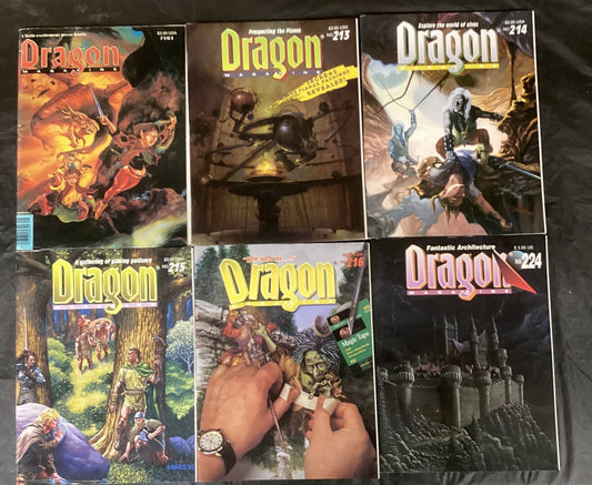 Dragon Magazine Lot (6 Issues) 161, 213-216, 224