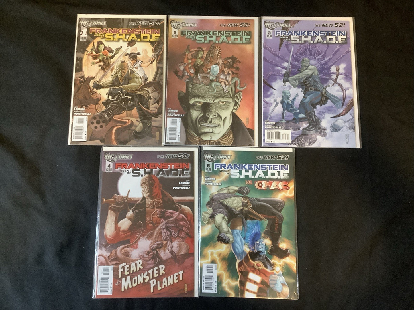 Frankenstein, Agent of S.H.A.D.E. #1-5 Comic Lot, DC Comics, Jeff Lemire, 2011