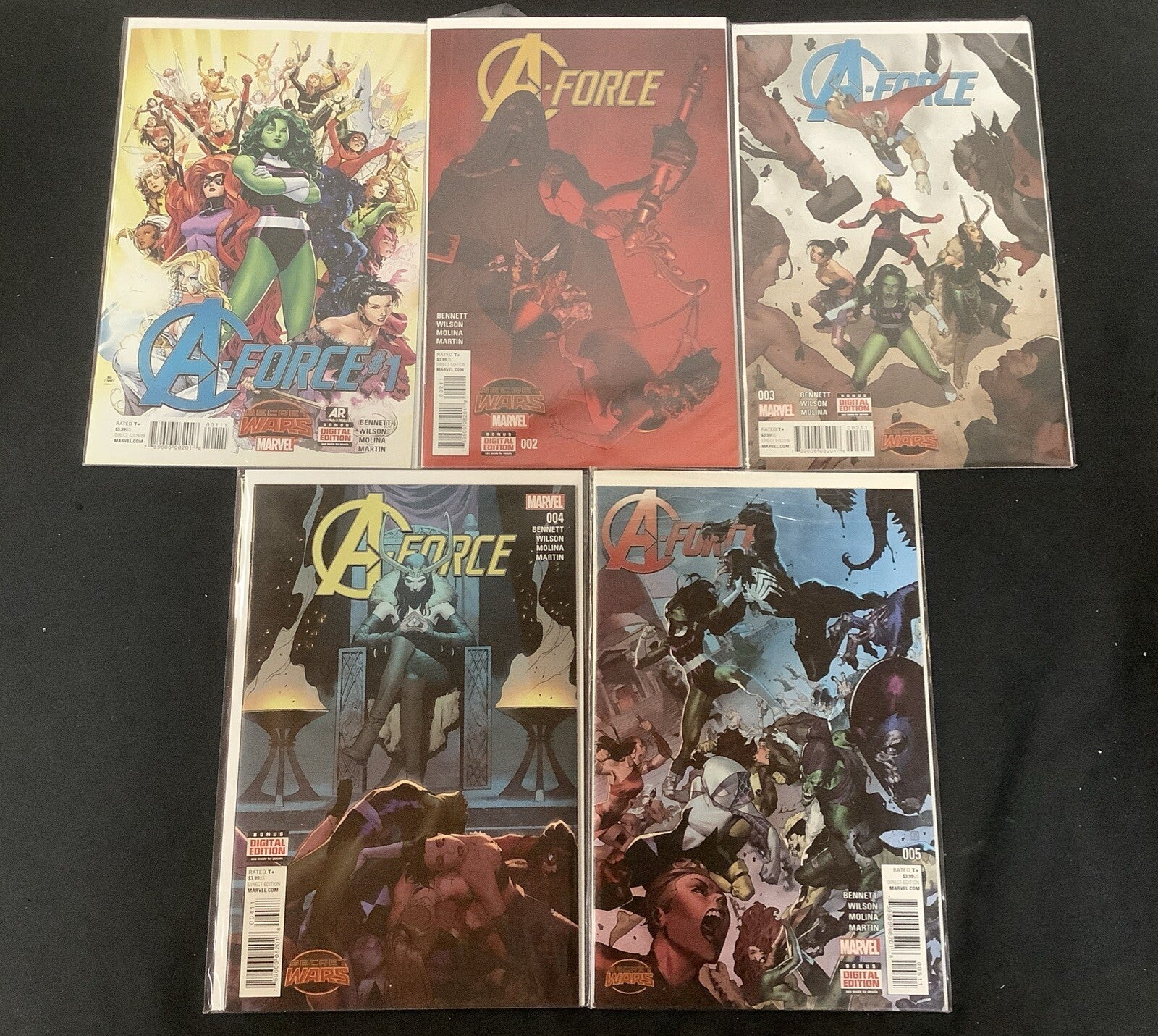 A-Force #1-5 Complete Comic Set, 1st Team Appearance, Secret Wars Tie-in, 2015