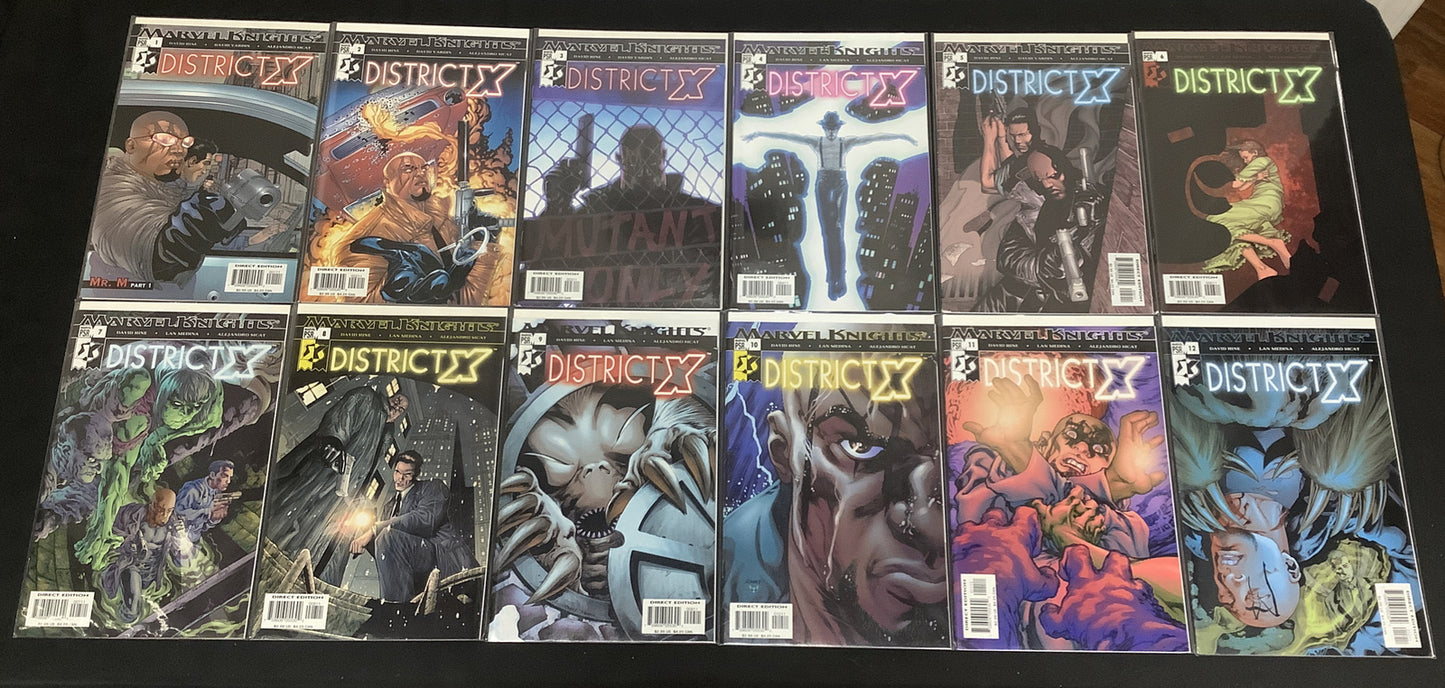 District X #1-12 Comic Lot, Marvel Knights, 1st App Mister M, David Hine
