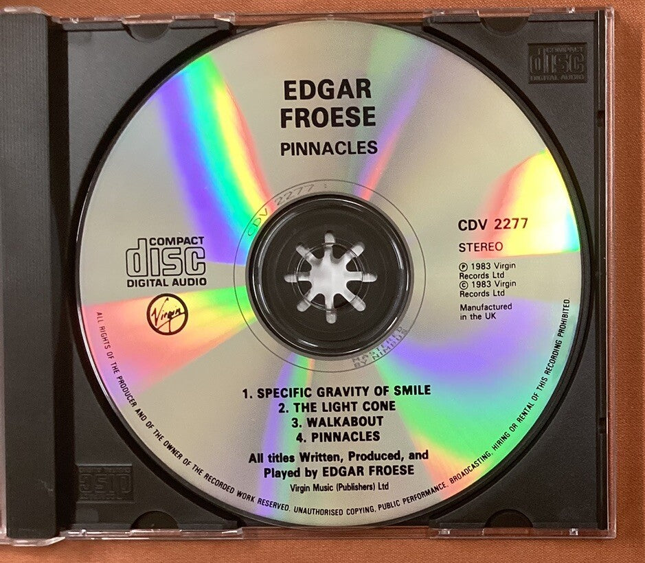 Pinnacles by Edgar Froese (CD, UK Import, CDV 2277, Like New)-JD