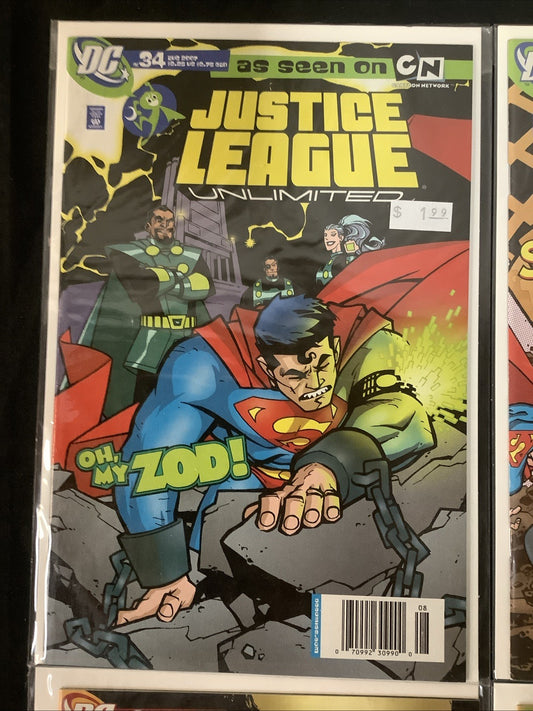 Justice League Unlimited #34-37 Comic Lot, DC Comics, NEWSSTAND COVERS!