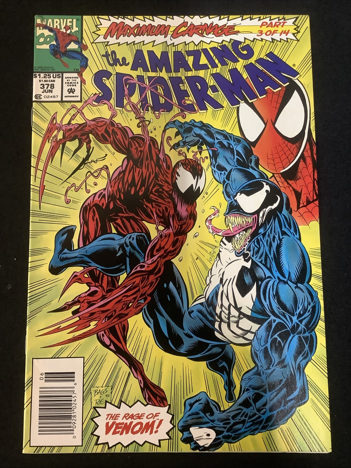 Amazing Spider-Man #377-380 Comic Lot, Maximum Carnage, #378 Newsstand Edition