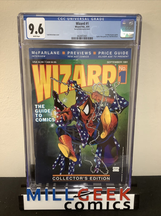 Wizard #1 (1991) CGC Graded 9.6, White Pages, Wizard Price Guide, Todd McFarlane