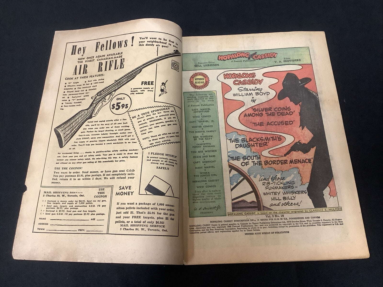 Hopalong Cassidy #21 (1948) VG (4.0) 1” Spine Split, 1/8” Spine Roll, Fawcett