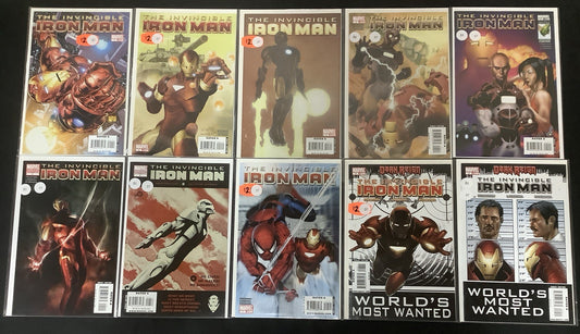 Invincible Iron Man #1-10 Comic Lot, Marvel, Matt Fraction, Dark Reign Tie-in