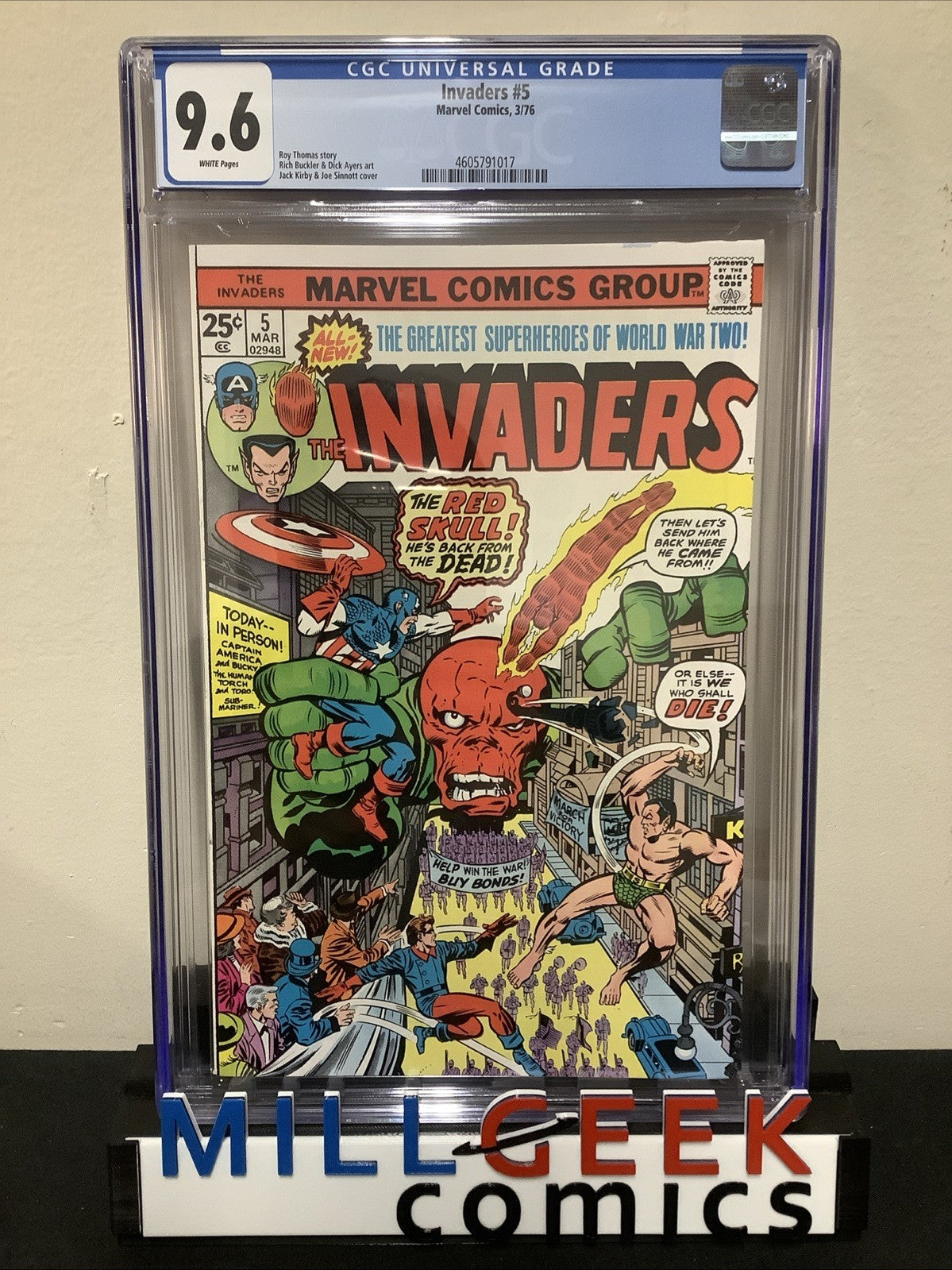 The Invaders #5 (Marvel Comics March 1976) CGC Graded 9.6 (NM+) White Pages