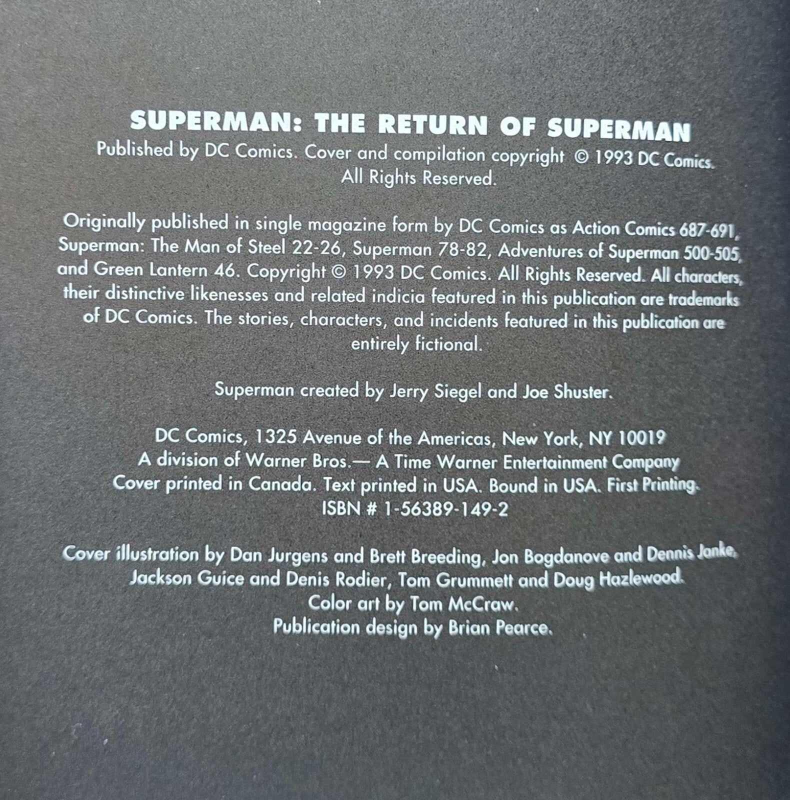 Superman: the Return of Superman (DC Comics December 1993)