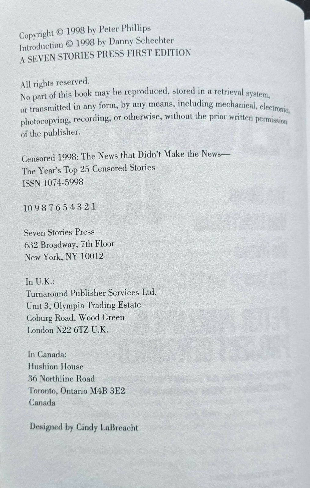 Censored 1998 : The Year's Top 25 Censored Stories by Danny Schechter (SIGNED)