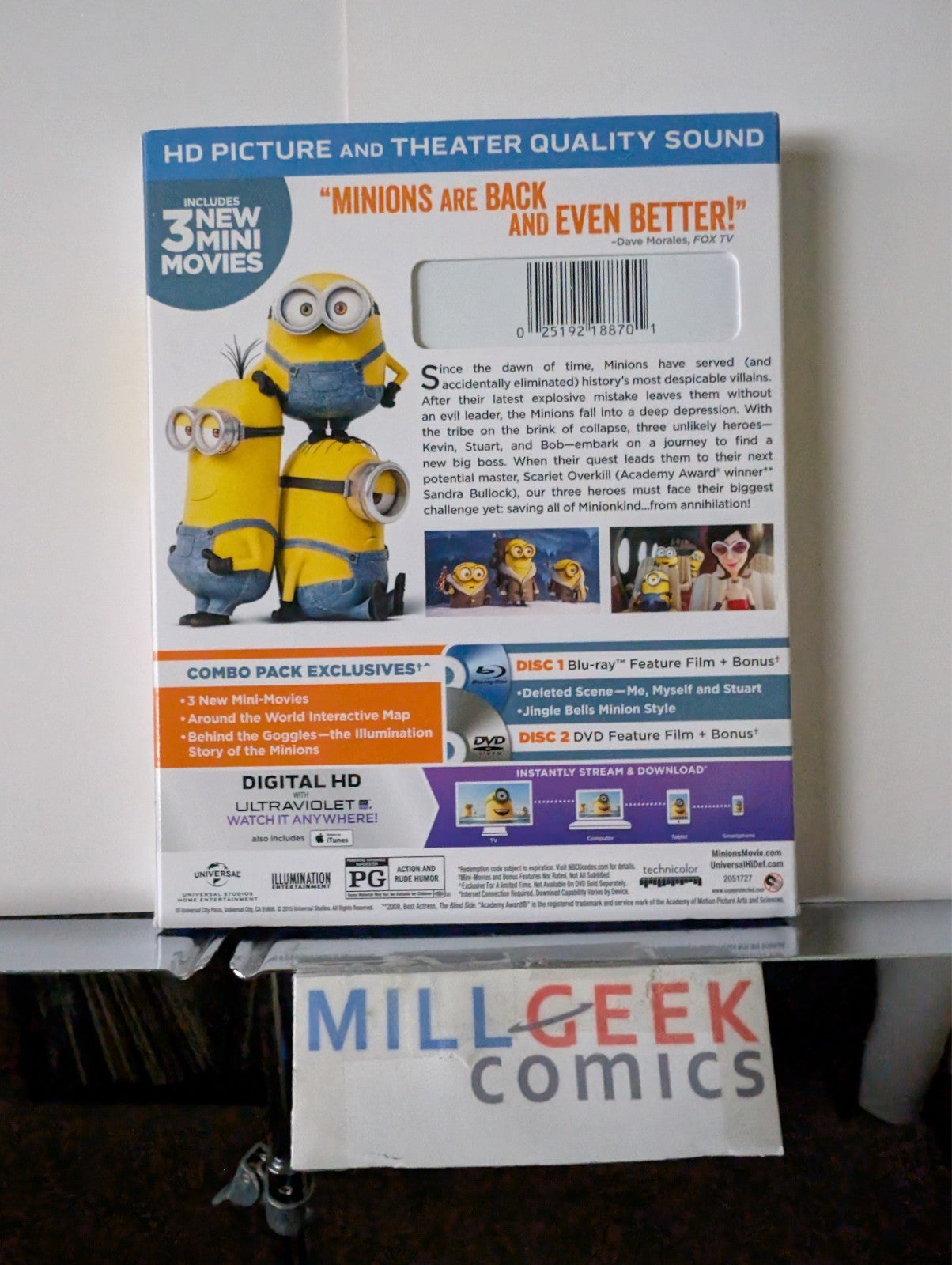 Minions / Minions The Rise of Gru / Despicable Me 3 (Blu-Ray) Like New -JD