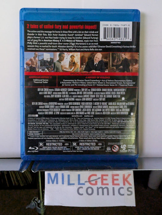 American History X / A History of Violence, 2 Movies (Blu-Ray) Like New -JD