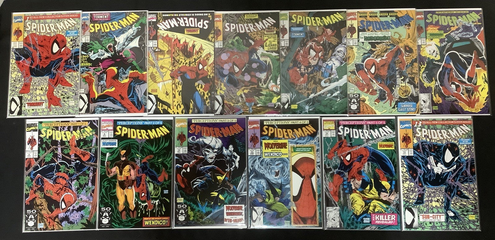Spider-Man #1-13 Comic Lot, Todd McFarlane, Classic Black Suit Cover, 1990
