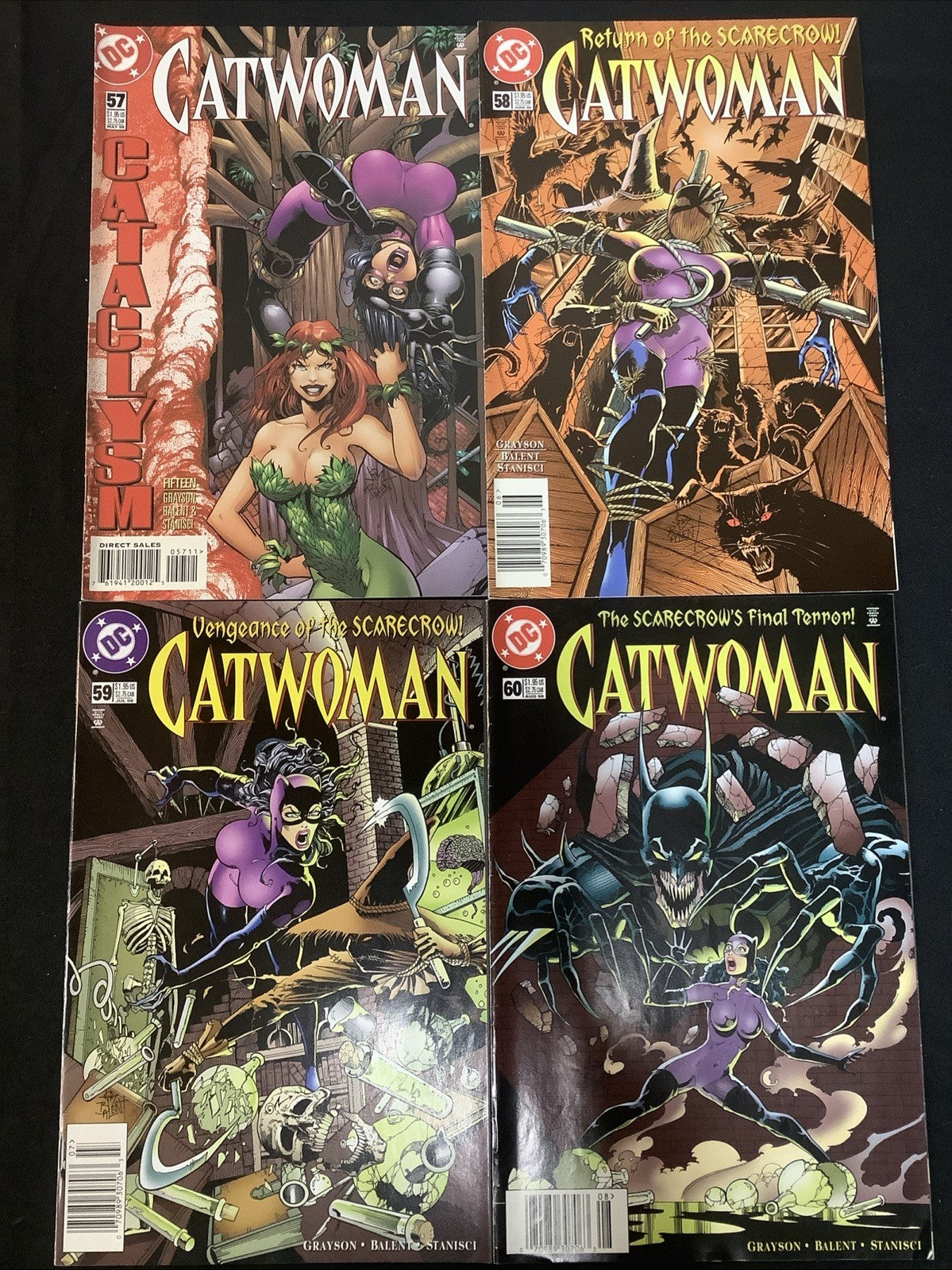 Catwoman #57-60 Comic Lot, DC, Multiple Newsstands, “Only Happy When It Rains”