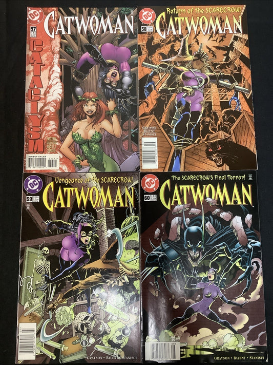Catwoman #57-60 Comic Lot, DC, Multiple Newsstands, “Only Happy When It Rains”