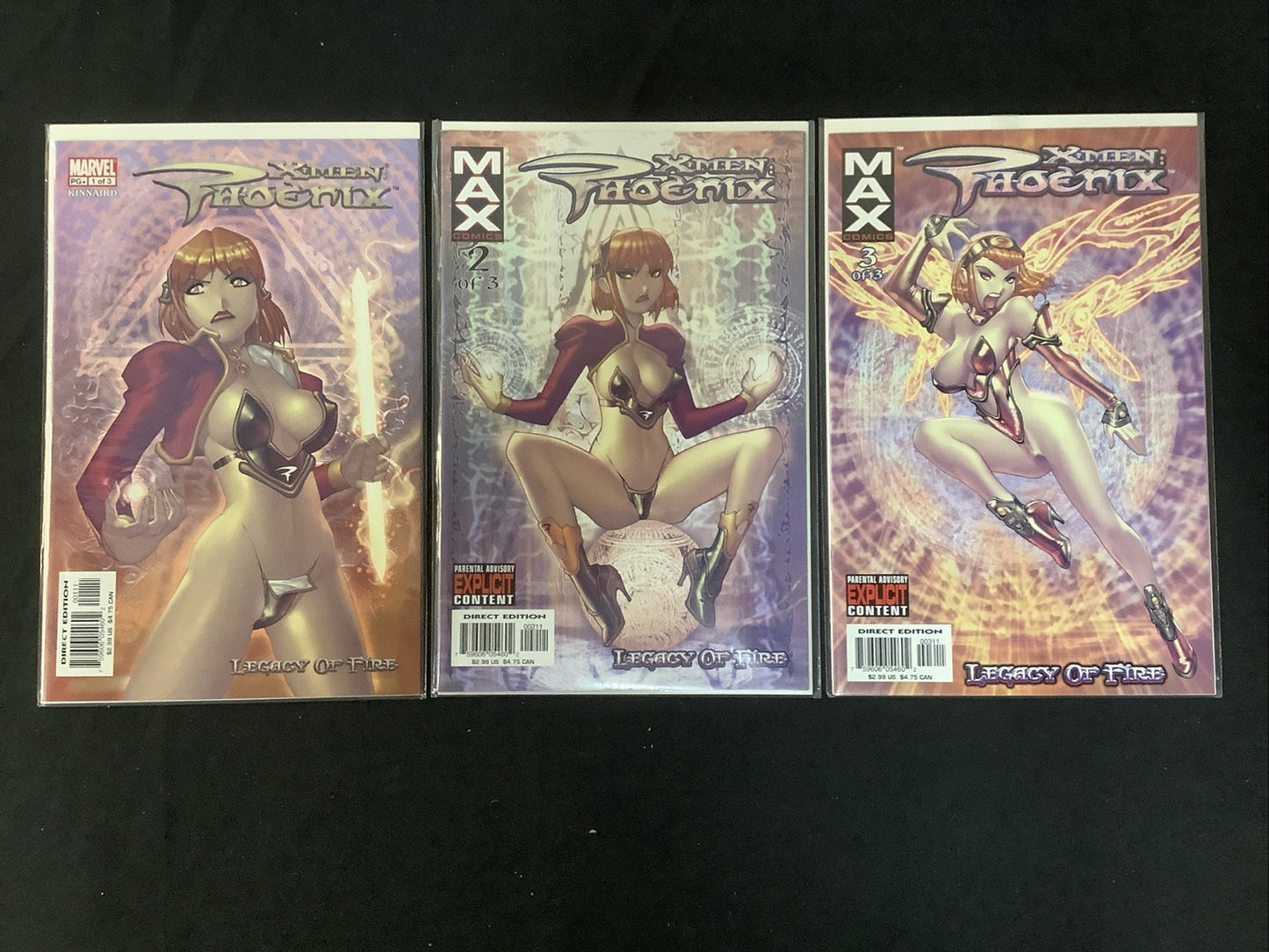 X-Men: Phoenix-Legacy of Fire #1-3 Complete Comic Set, Marvel, Kinnaird, 2003