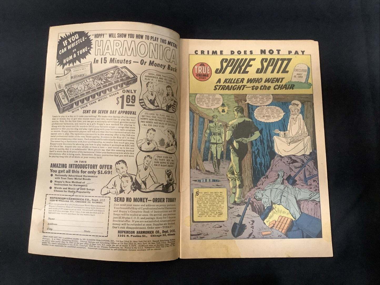 Crime Does Not Pay #79 (1949) VG+ (4.5) Lev Gleason, 1/4” Spine Roll, 4” Tear