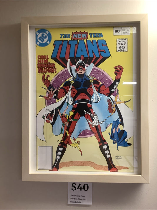 GEORGE PEREZ NEW TEEN TITANS #22 Cover Art Print 12x16, W/ Frame