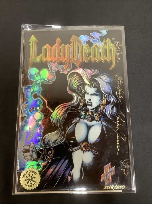 Lady Death II: between Heaven & Hell #1 Refractor Edition, Triple Signed W/ COA