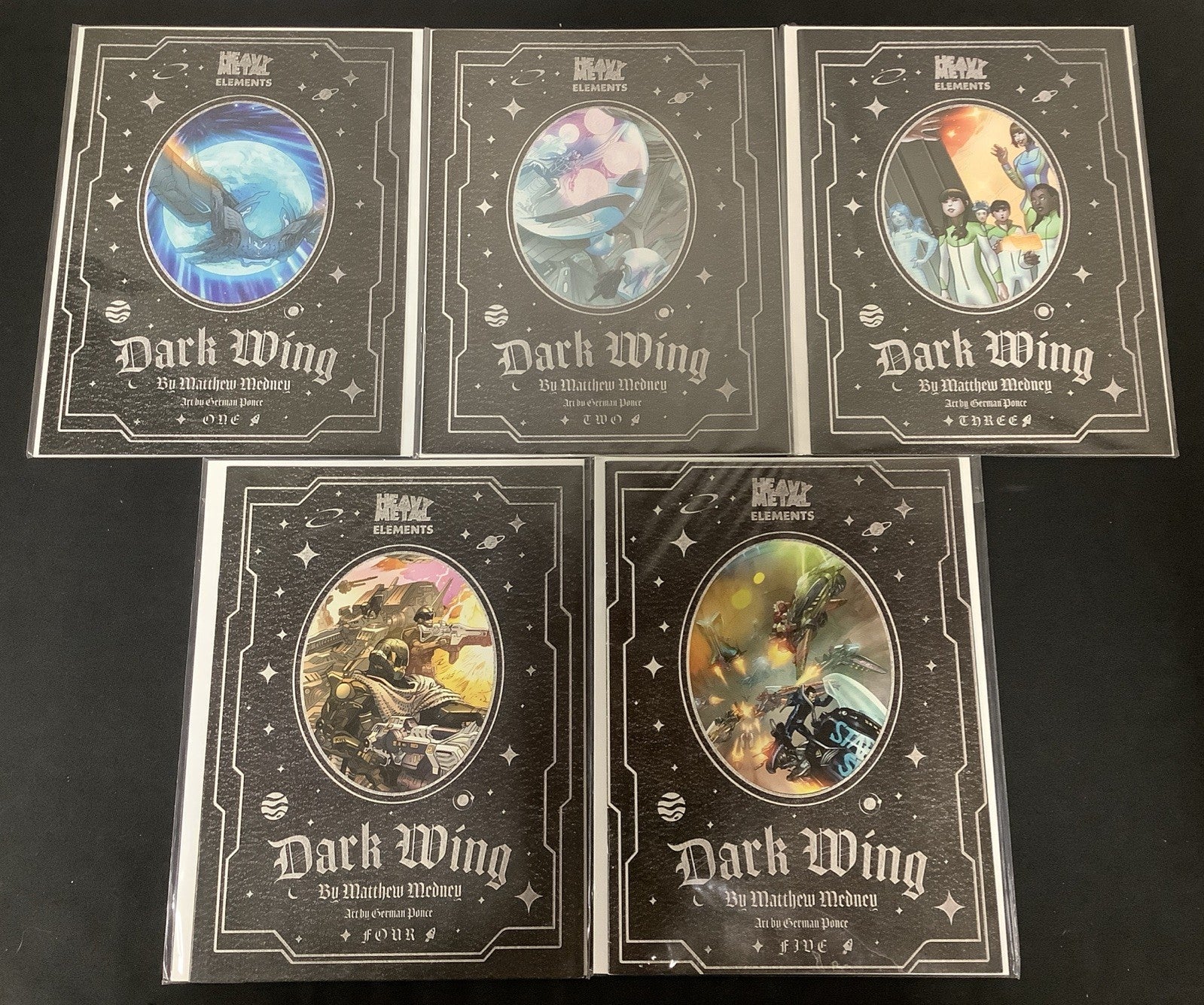 Dark Wing #1-5 Complete Comic Set, Heavy Metal Elements, German Ponce