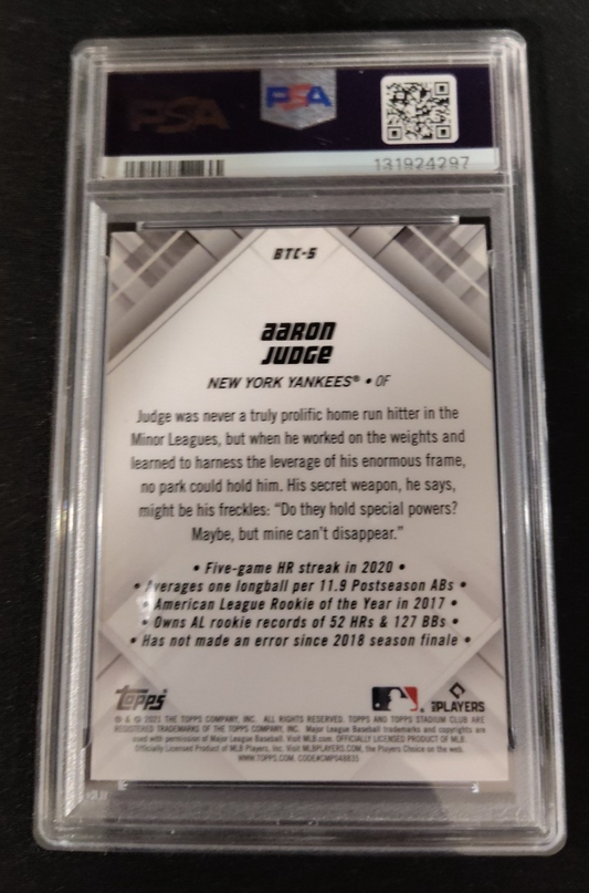 2021 STADIUM CLUB CHROME AARON JUDGE #BTC5 BEAM TEAM PSA 9 - Mint!