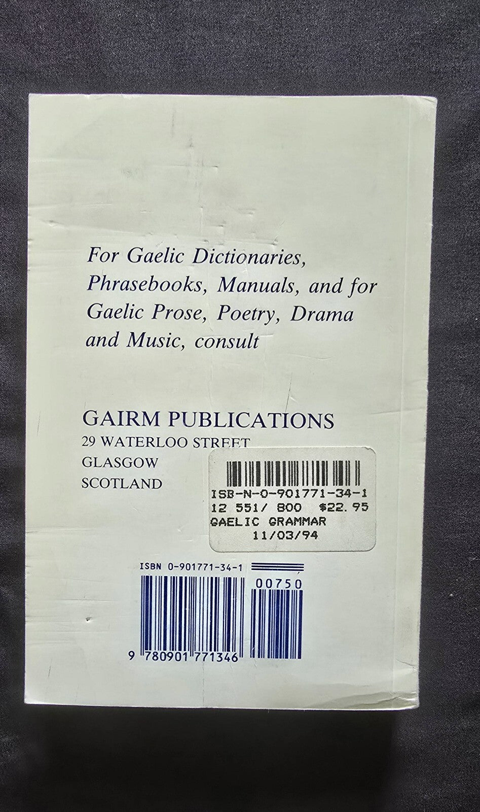 A Gaelic Grammar by George Calder (1990 Paperback) JD