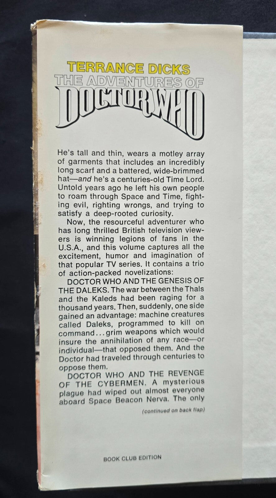 The Adventures of Doctor Who By Terrance Dicks (1979, Book Club Edition HC) JD