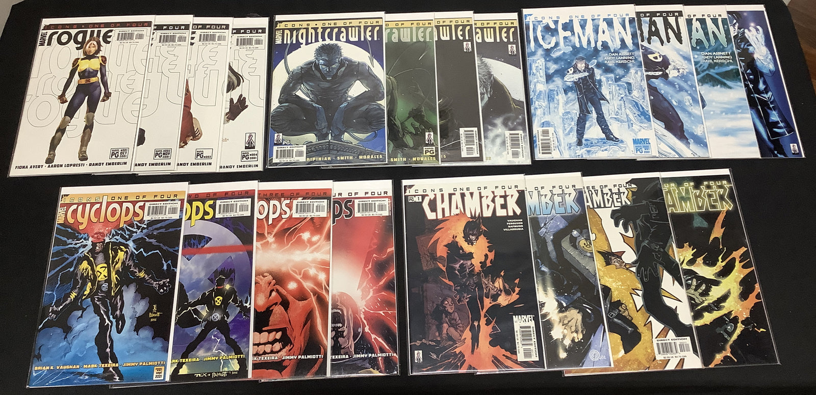 Marvel Icons Comic Bundle: Rogue, Nightcrawler, Iceman, Cyclops, Chamber, 5 Sets
