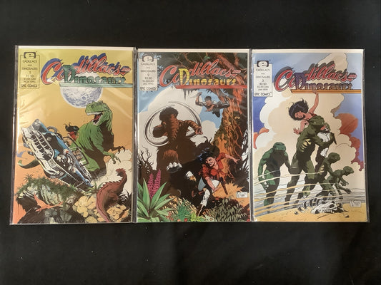 CADILLACS AND DINOSAURS #1-3 Comic Lot, Epic Comics,Reprint Xenozoic Tales, 1990