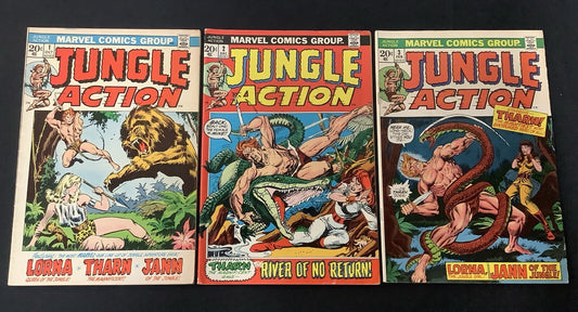Jungle Action #1-3 Comic Lot, Marvel, John Buscema/John Forte/Don Rico, 1972
