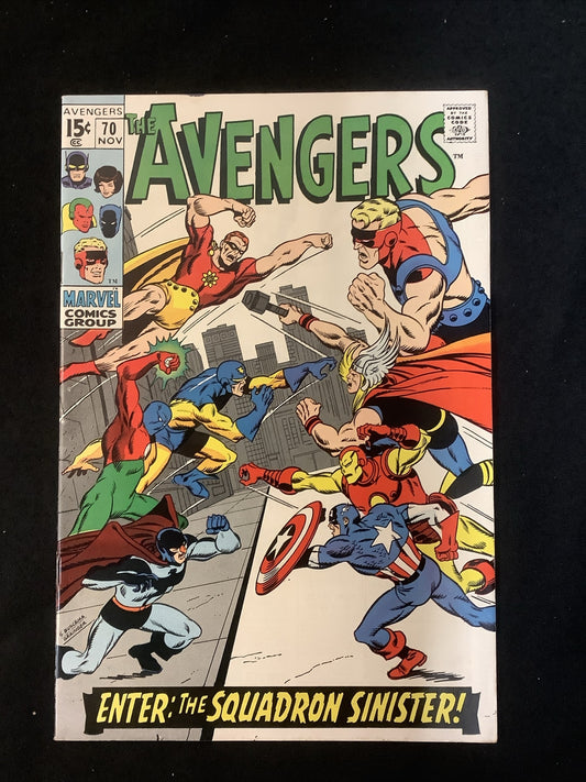 AVENGERS #70 (1969) VF+ (8.5) Roy Thomas, 1st appearance SQUADRON SINISTER