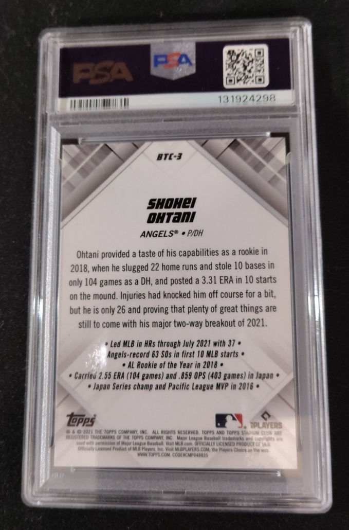 SHOHEI OHTANI Beam Team #BTC3 - 2021 Topps Stadium Club Chrome GEM MINT PSA 10